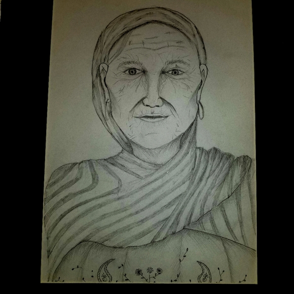 Old woman drawing - Picture 1 of 1